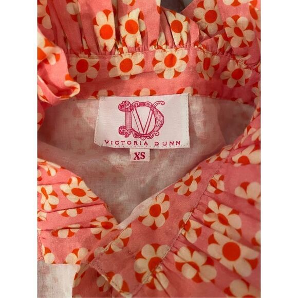 Victoria Dunn Shirt Dress Size XS Orange Floral - Picture 7 of 7